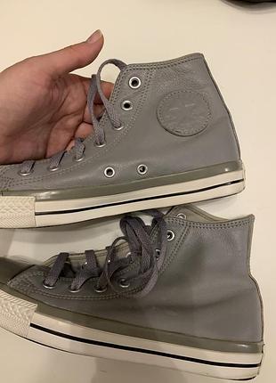 Кеди унісекс converse сірі шкіряні