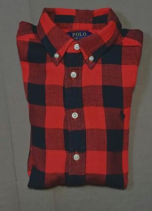 Воротник 37 см polo ralph lauren size m (10-12) детская теплая в клетку рубашка