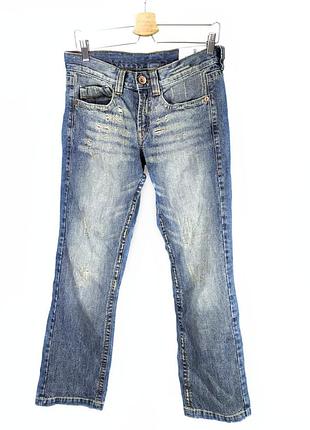 Джинсы no name unique clothing размер 30 (m / 48) прямые синие с потертостями, отличный