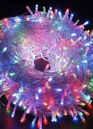 Светодиодная новогодняя гирлянда нить 800 led 45м мультиколор , разноцветная электрогирлянда на елку