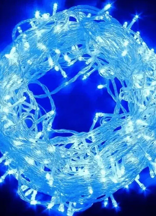 Светодиодная гирлянда-нить 800 led 45 м синяя, новогодняя гирлянда на елку 220v с контроллером