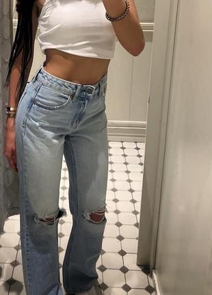 Stradivarius джинси прямі 36 джинси wide leg джинси кльош сині джинси прямі  джинси straight кльош джинси