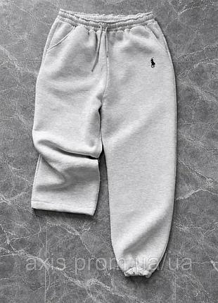 Спортивные штаны polo ralph lauren серые, широкие серые штаны поло на весну, стильные хлопковые штаны поло ральф лорен m