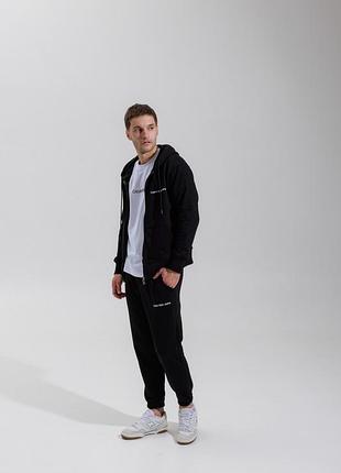 Чоловічий спортивний костюм calvin klein на блискавці з капюшоном турецька тринитка петля чорний