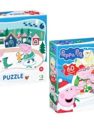 Комплект пазлів dodo peppa pig (свинка пеппа): ковзанка + родинне свято, по 60 елементів