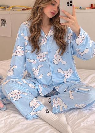 Подростковая пижама для девочки cinnamoroll, молодежная пижама 2в1 с рисунком аниме, пижама брючная для девочек xxl
