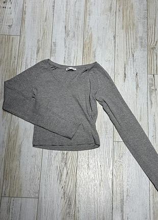 Лонгслів жіночий bershka сірий 2