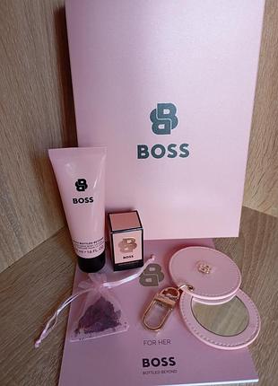 Жіночий подарунковий парфумований набір boss bottle рожевий