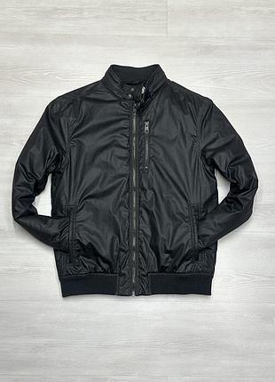 H&m l.o.g.g. фірмова підліткова чорно-сіра графітова вощена куртка бомбер