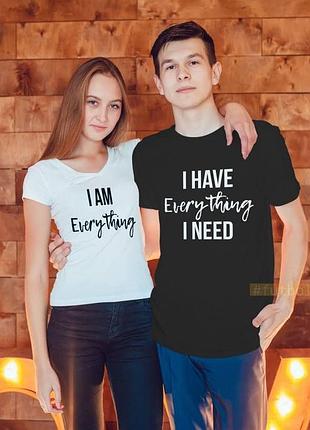 Футболки с принтом на подарок для влюбленных "i am everything" приталенный, xxl