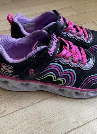 Кросівки для дівчаток skechers текстильні чорні з рожевим 36 розмір 23 см устілка