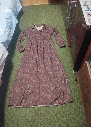 Витажное длинное платье-рубашка макси pintore с цветочным принтом (р. 40 / m-l)