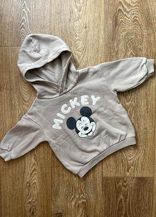 Утеплене худі кофта h&m disney міккі маус для дівчинки / хлопчика, р. 80 (9-12 міс)