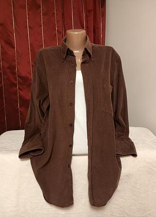 Стильная вельветовая рубашка коттон коричневая l/xl размер