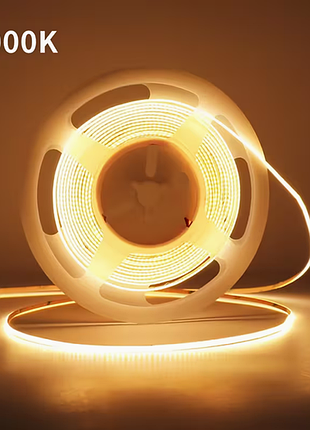 Світлодіодна тонка led стрічка cob 2м від usb 3000k тепле