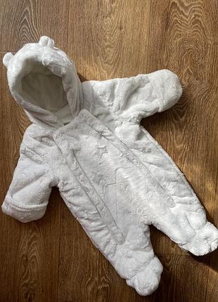 Зимові комбінезони для новонароджених george білий демісезонний first size (50-56)
