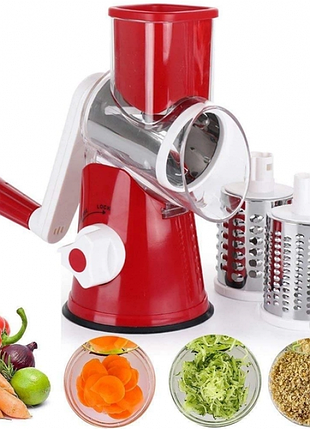 Овощерезка ручная мультислайсер tabletop drum grater dl78 терка для овощей и фруктов 3 насадки красная