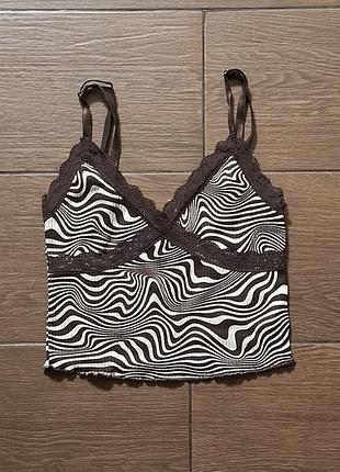 Топ женский h&m с принтом зебры и кружевом