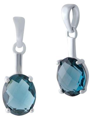 Серебряная подвеска komilfo с топазом лондон блю 2.045ct (2020301)