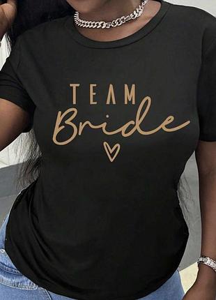 Р. 46–48 m–l женская чёрная футболка team bride