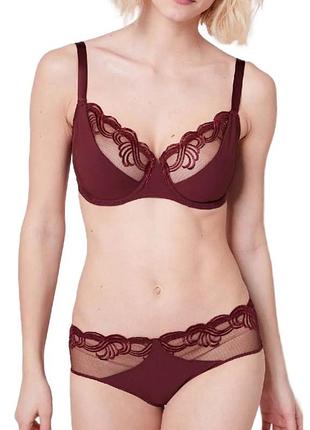 Комплект білизни на великі груди винного кольору simone perele 65d/xs, 70e/xs