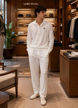 Костюм штани+сорочка loro piana білий kitshsh013