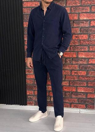 Костюм штани+сорочка тенсел loro piana синій kitshsh012