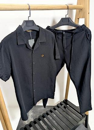 Костюм штани+сорочка к/р loro piana чорний kitshsh008