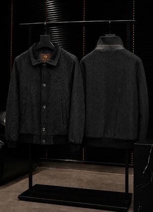 Кашеміровий бомбер в трендову ялинку сірий loro piana jakdem012