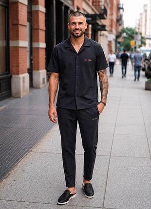 Костюм штани+сорочка к/р loro piana чорний kitshsh009