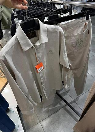 Костюм льон/котон штани + сорочка сірий loro piana kitshsh006