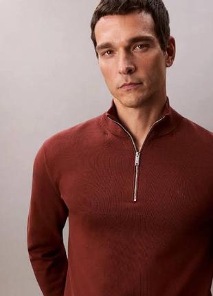 Чоловічий бавовняний джемпер-лонгслів calvin klein (quarter-zip) розмір s