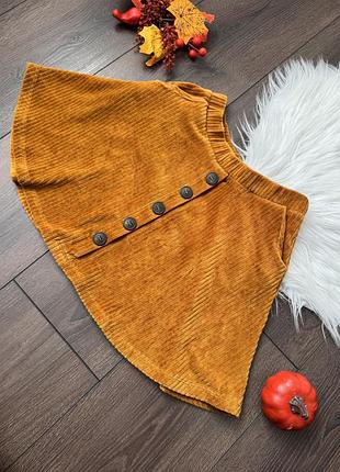 Коричнева велюрова спідниця юбка zara зара для дівчинки 8 років 128 см шкільна в школу сонце на резинці з ґудзиками пуговицями спереді