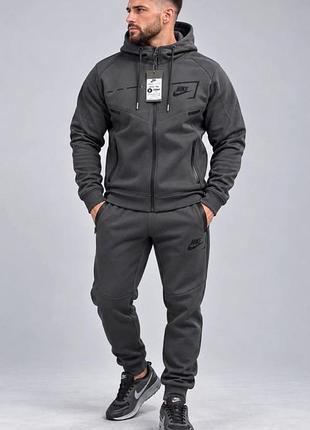 🔥 чоловічий зимовий спортивний костюм nike premium — темний графіт