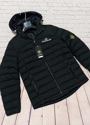 Куртка чоловіча stone island чорна на термо підкладці