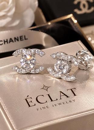 Сережки для жінок chanel éclat fine jewelry срібні з муассанітами