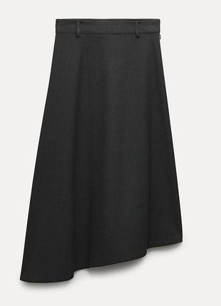 Чорна асиметрична спідниця міді zara, розмір m