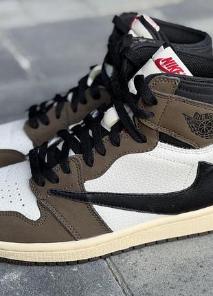 Кросівки чоловічі jordan travis scott x air jordan 1 retro high og 'mocha' cd4487-100, розмір 41