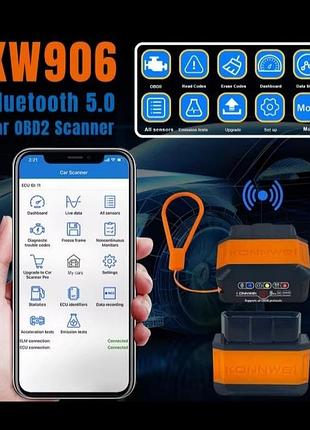 Автомобільна електроніка konnwei kw906 діагностичний bluetooth obd2 сканер elm327