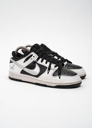 Кросівки nike dunk low шкіряні білі чорні жіночі розмір 37-38