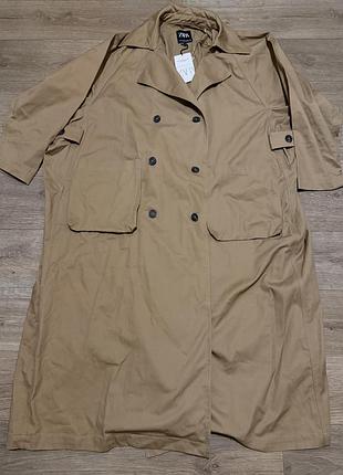 Жіночий плащ zara бежевий розмір m/l oversize