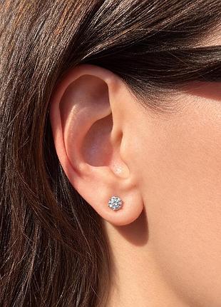Сережки для жінок срібні з муасанітом 0,5 ct