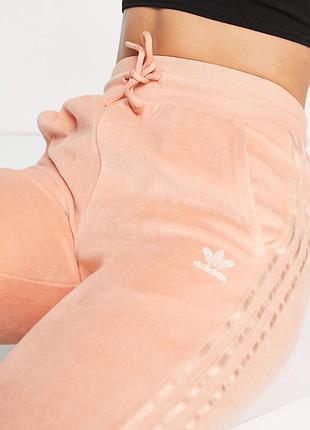 Спортивні штани жіночі adidas originals slim jogger, велюрові персиково-рожеві