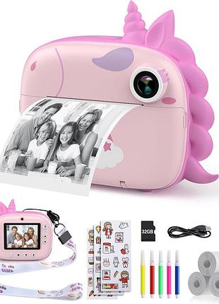 Дитяча фотокамера з миттєвим друком himont diy instant print camera kc01 цифровий фотоапарат для дітей