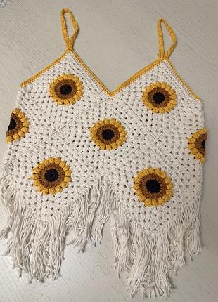 Блуза топ на соняшники 🌻 жіночий ручна робота