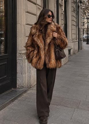 Шуба жіноча h&m коротка штучна коричнева розмір xs-s