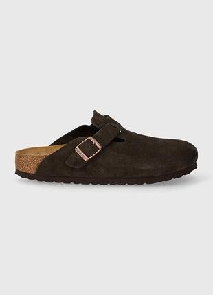 Шльопанці жіночі birkenstock boston замшеві коричневі