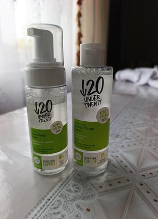 Under twenty очищуюча пінка для вмивання.🌱 ❌продана 
under twenty антибактеріальний тонік для обличчя 🌱
можливо комусь підійде🌸, нам не підійши.