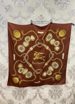 Розкішна вінтажна шовкова хустка burberrys watch print
