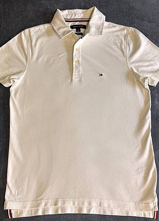 Поло чоловіче tommy hilfiger біле, розмір m, slim fit